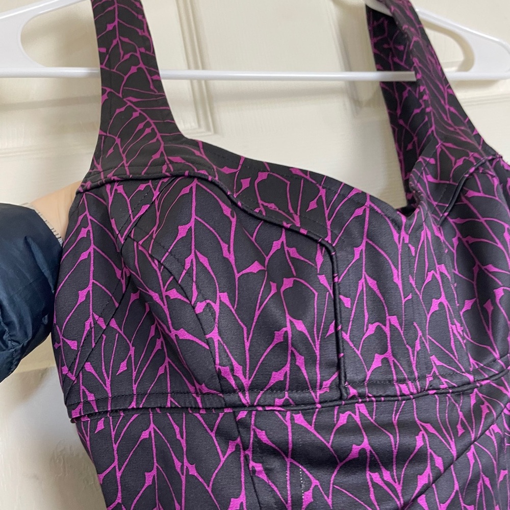 Diane Von Furstenberg black purple silk dress